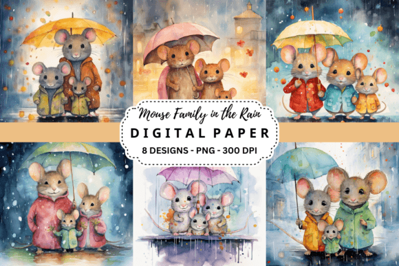Download Mouse Family in the Rain Background - Premium Bundle